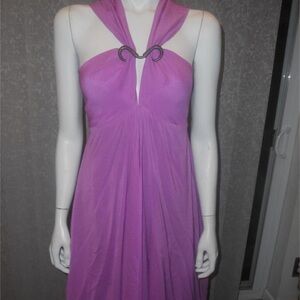 Roberto Just Cavalli Lavender Purple Silk Draped "Horn" Halter Dress 48 EU